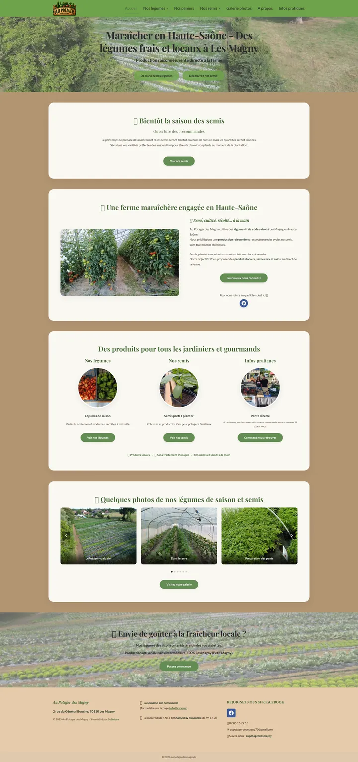 Site internet de maraîcher en Haute-Saône — Au Potager des Magny