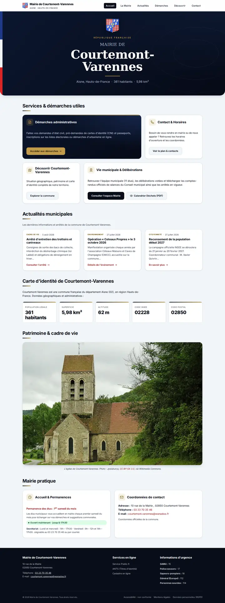 Site internet officiel de mairie dans l'Aisne — Commune de Courtemont-Varennes