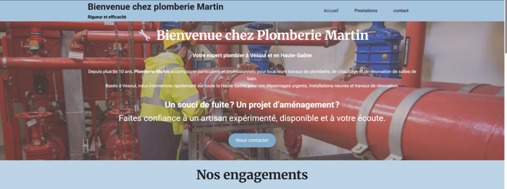 Site vitrine pour artisan plombier local – maquette SubNova